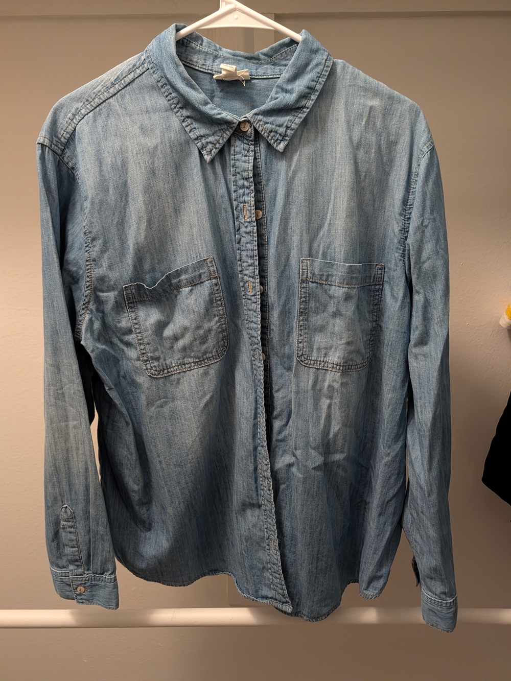 a.n.a Washed Denim Button-Up Shirt in Light Blue
